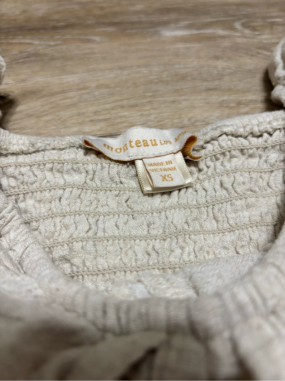 Monteau Cream Ruffle Off-Shoulder Jumpsuit with Button Front - Picture 3 of 3